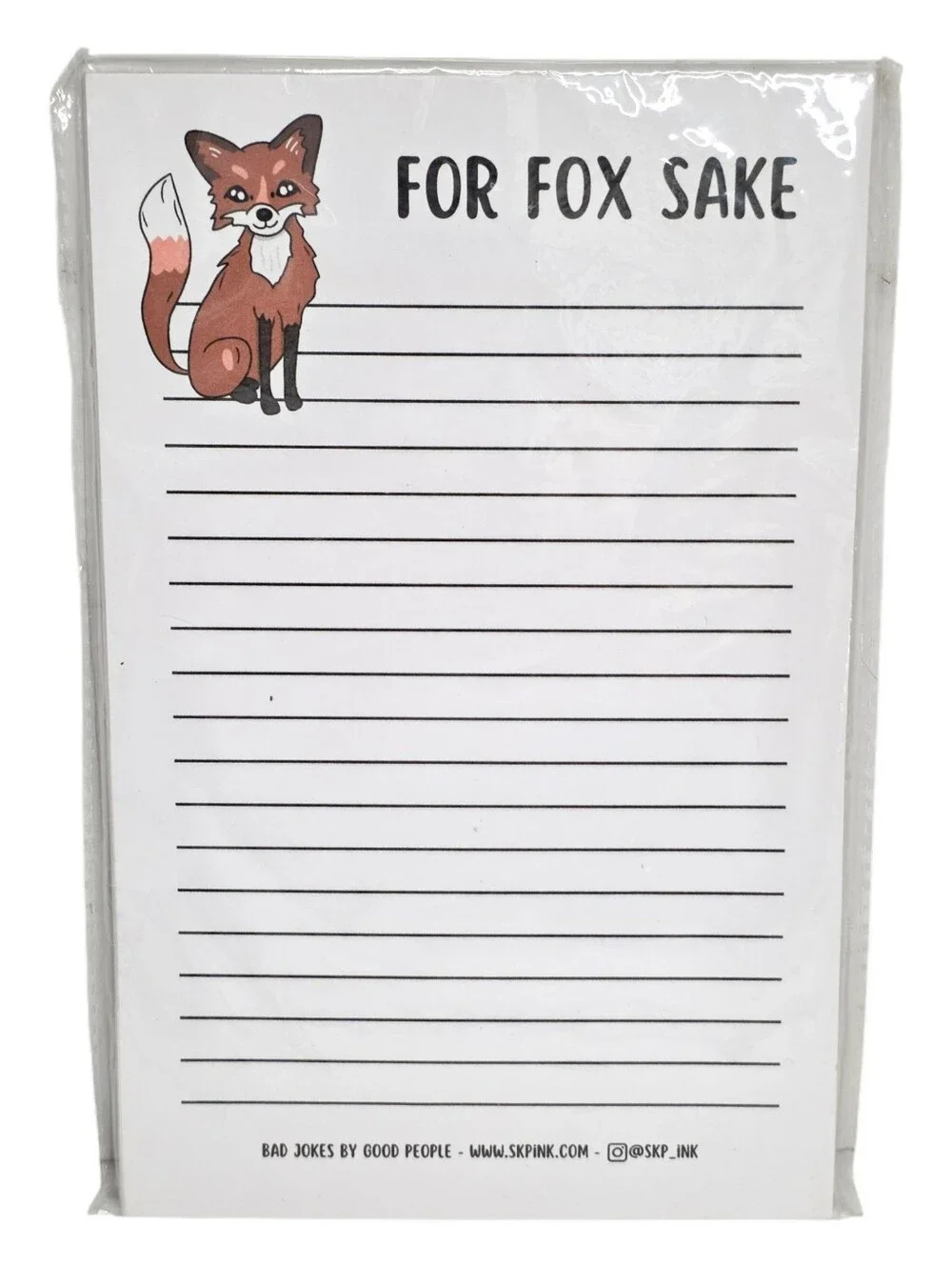For Fox Sake Lined Notepad Stationery From Bad Jokes By Good People Skpink Brand